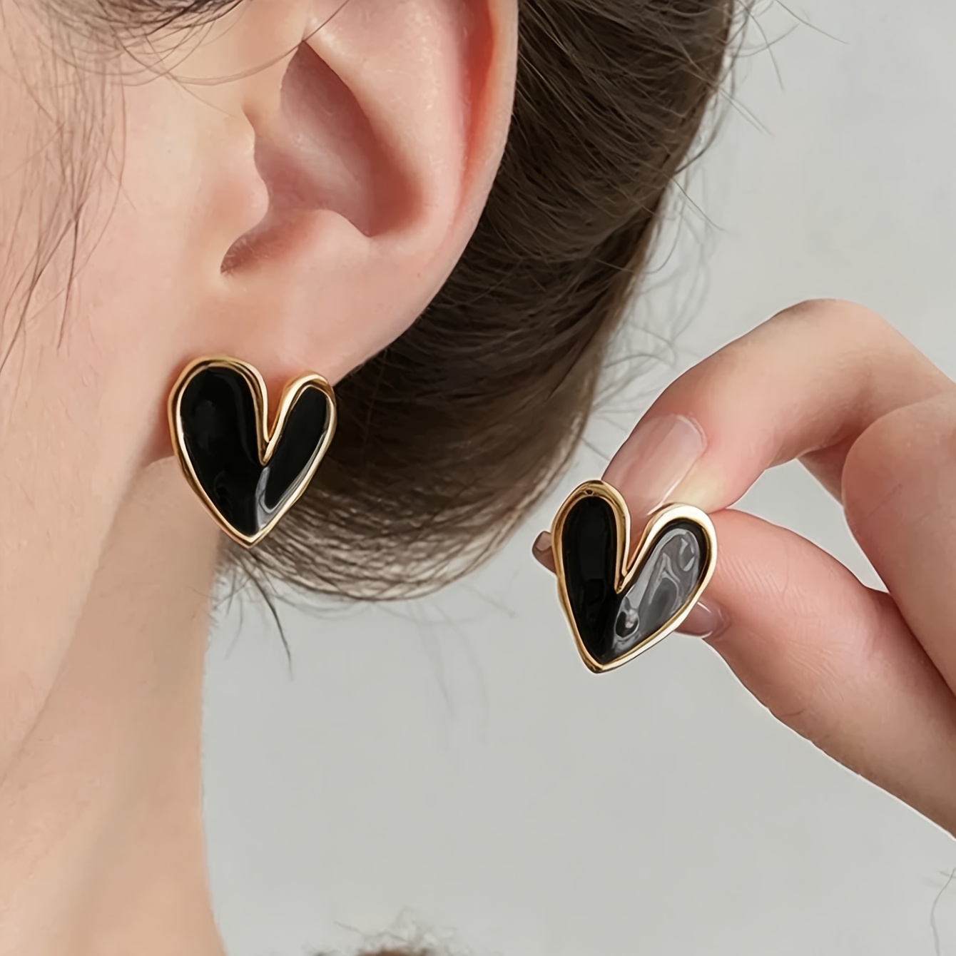 3 Pairs French Retro Geometric Heart Stud Earrings Set
